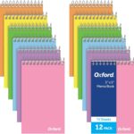 Oxford Spiral Memo Pads, Top Wire Bound, 3 x 5 Inch Pocket Notepad, College Ruled, 6 Assorted Pastel Colors, 75 Sheets, 12 Pack (25093)