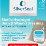 SilverSeal Burn and Wound Dressing, Hydrogel Pads with X-Static Silver, Soothing, Moist & Protective for Burns, Cuts & Wounds, 2" x 3" Sterile Dressings, 6 Count