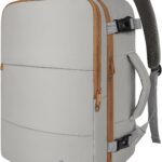 Taygeer 35L Carry On Travel Backpack for Women, Personal Item Backpack with Water Bottle Pocket, Fits 15.6 Inch Laptop, Large Weekender Bag for Women Men Hiking Gift, Dark Brown Khaki