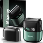 Electric Foil Shavers for Men, Mini Electric Razor, Compact Face Shaver, IPX7 Waterproof Wet Dry Cordless Razor, LED Display, USB-C Fast Rechargeable, Emerald Green