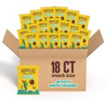 HIPPEAS Chickpea Puffs, Groovy White Cheddar, Gluten Free Snacks, Dairy Free, Vegan, 0.8oz, Pack of 18, 3g Protein, 2g Fiber, Crunchy, Nutritious, Baked Plant Protein Snack, Non-GMO, Kosher