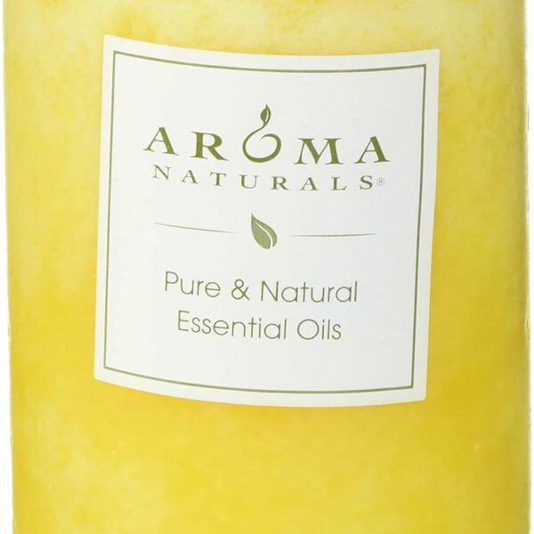 Aroma Naturals Essential Oil Orange and Lemongrass Scented Pillar Candle, Ambiance, 2.5 inch x 4 inch, Yellow