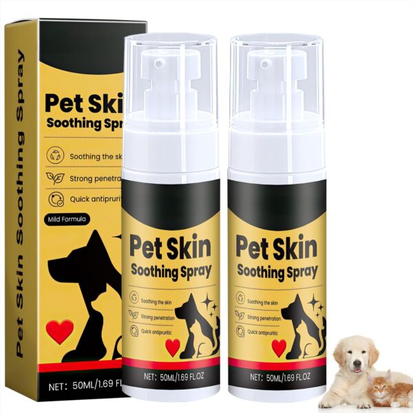 2pc Pet Skin Treatment Spray for Dogs and Cats - Nature Soothing Solution for Itchy Skin, Reduces Scratching - Cat Itchy Skin Treatment