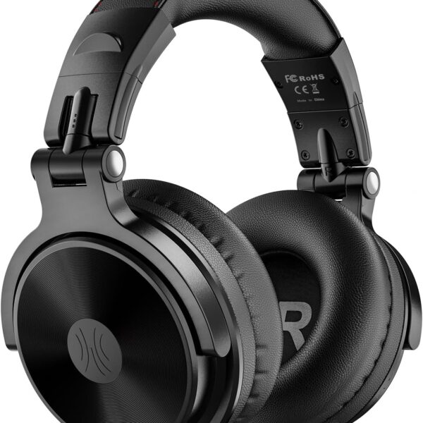 OneOdio Bluetooth Over Ear Headphones, 110 Hrs Wireless/Wired Stereo Sound Foldable Headsets with Deep Bass 50mm Neodymium Drivers for PC/Computer/Podcast- Studio Wireless Pro C, Black