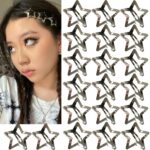 20 PCS 1.22" Star Hair Accessories - Non-Slip Metal Snap Clips and Barrettes for Girls & Women, Y2K Style