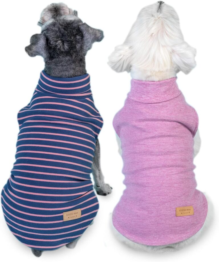 KYEESE 2Pack Dog Sweater Soft Dogs Clothes Warm Pets Clothes Turtleneck Pets Coats Dog Sweaters for Small Dogs Girl Pullover Small Pet Sweaters Stretchy Pet Sweatshirt