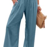 ANRABESS Women Linen Palazzo Pants Summer Boho Wide Leg High Waist Casual Lounge Pant 2026 Beach Travel Vacation Outfits