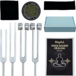 Tuning Forks for Healing Set - 128Hz, 136Hz, 256Hz, 384Hz with Activator - Weighted & Unweighted Sound Therapy Tools for Chakra Balance, Yoga, Meditation & Relaxation in Velvet Pouch