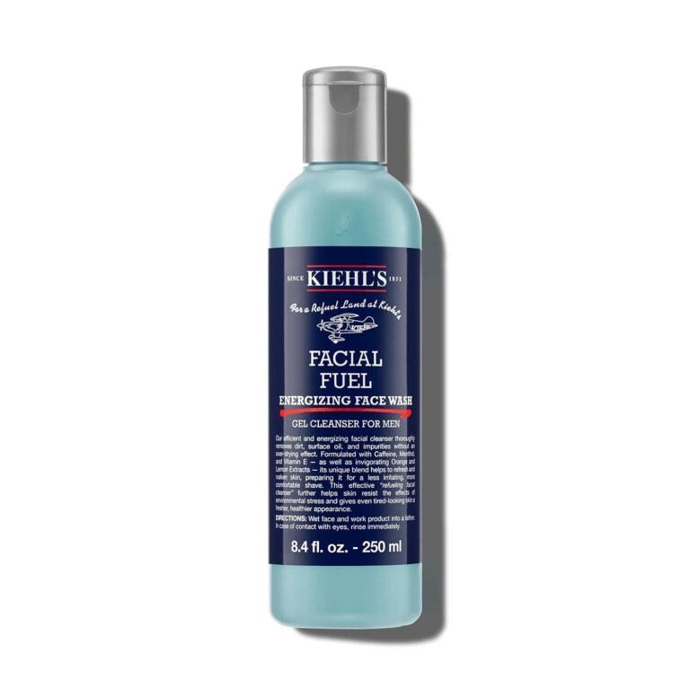 Kiehl's Facial Fuel Face Wash, Refreshing + Invigorating Men's Gel Cleanser, with Caffeine, Vitamin E and Menthol, Non-Drying Formula Moisturizes Skin, Great for Clogged Pores, for All Skin Types