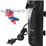 Quiet Internal Aquarium Filter, 3-Stage Bio-Filtration Low-Level Waterfall Small Power Filter with Protective Grate for Up to 10 Gallon Fish Turtle Shrimp Tank Filtration (Filter) (Filter)
