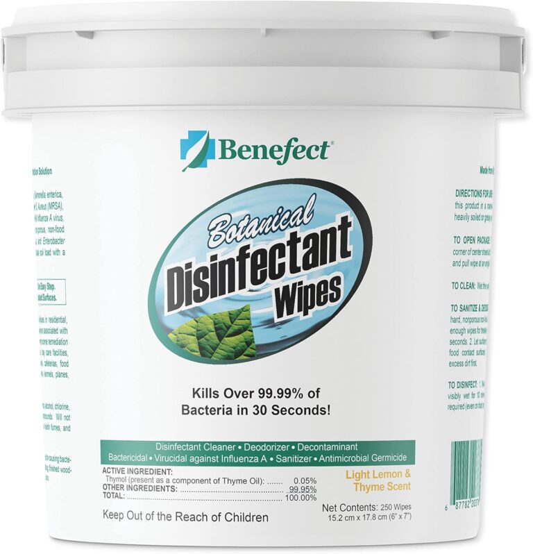 Benefect Botanical Disinfecting Wipes - (250 Wipe Count) Natural, No Residue - Antibacterial Disinfectant, Multi-Surface Cleaning and Sanitizing Wipes