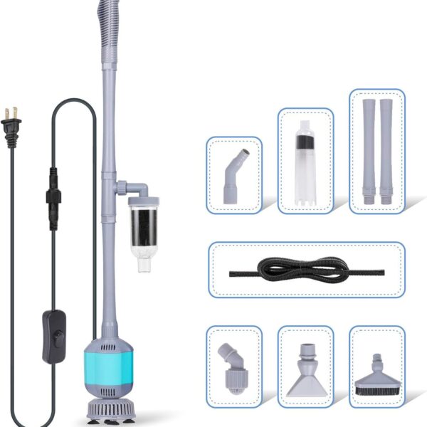 hygger 360GPH Electric Aquarium Gravel Cleaner, 5 in 1 Automatic Fish Tank Cleaning Tool Set Vacuum Water Changer Sand Washer Filter Siphon Adjustable Length 15W