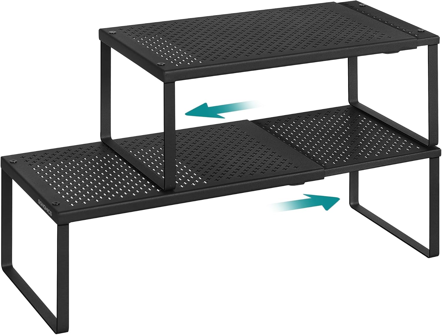 SONGMICS Spice Racks, Set of 2 Expandable Kitchen Countertop Shelves, Small Cupboard Organizers, Metal, Space-Saving Tabletop Shelves, Matte Black UKCS402B01 SONGMICS Spice Racks, Set of 2 Expandable Kitchen Countertop Shelves, Small Cupboard Organizers, Metal, Space-Saving Tabletop Shelves, Matte Black UKCS402B01