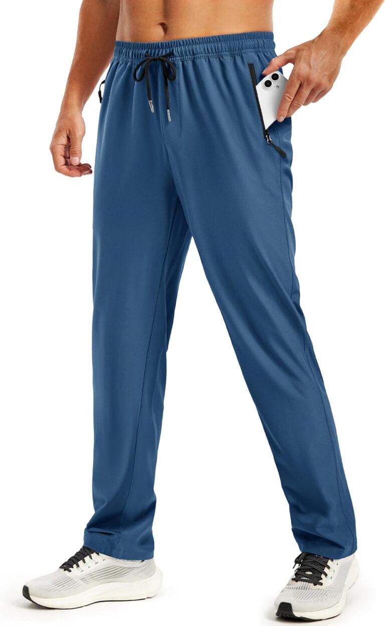 TACVASEN Mens Workout Pants Casual Athletic Hiking Lightweight Quick Dry Stretch Waterproof Sweatpants with 3 Pockets