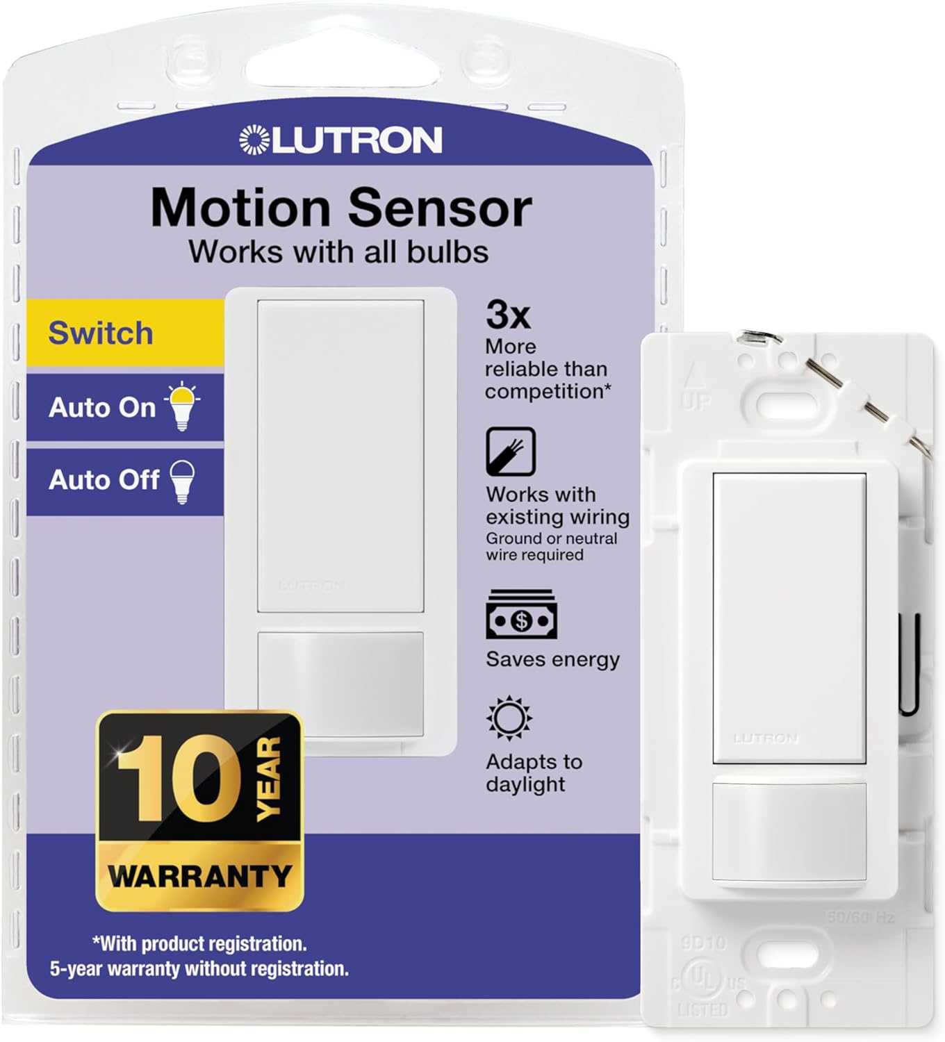 Lutron Maestro Motion Sensor Light Switch Indoor for Bathroom, Garage, Laundry Room, Any Bulbs, Occupancy Vacancy Sensor, Single-Pole, MS-OPS2-WH, White Lutron Maestro Motion Sensor Light Switch Indoor for Bathroom, Garage, Laundry Room, Any Bulbs, Occupancy Vacancy Sensor, Single-Pole, MS-OPS2-WH, White