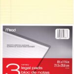 Mead Legal Pads, Wide Ruled Paper, 8-1/2" x 11-3/4", 50 Sheets, Memo Pads, Note Pads, Steno Pads, 3 Pack (59386)