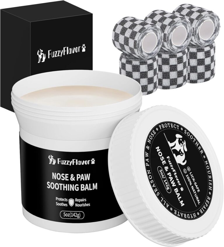 Dog Paw Balm Dogs Lick Safe - 5oz | All Natural Snout Soother Dog Nose Balm for Dry Nose | Cat Dog Paw Protector/Moisturizer/Soother with 6 Pack Vet Wrap 2 Inch x 5 Yards