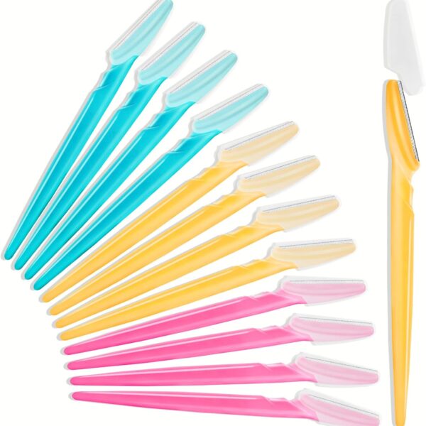 12 Pcs Eyebrow Razor Multipurpose Exfoliating Dermaplaning Tool for Face, Facial and Eyebrow Shaper with Protective Cover for Women Men Use