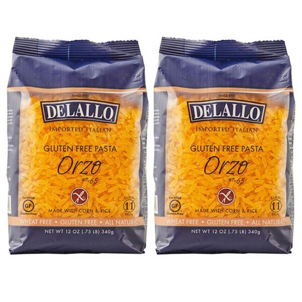 DeLallo Gluten Free Orzo Pasta, 12 oz Bag, (2 Pack), Made with Corn and Rice Flour, Handcrafted in Italy, Non-GMO, All Natural, Kosher