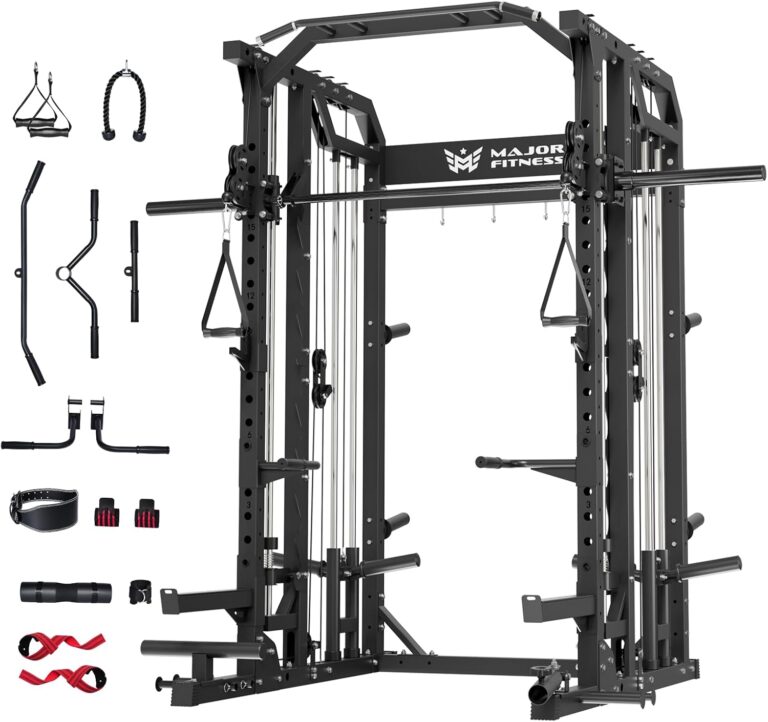 Major Fitness Drone2 Smith Machine  All-in-One Home Gym Squat Rack with Weight Bar, Dual LAT Pull-Down Systems & Cable Crossover Machine