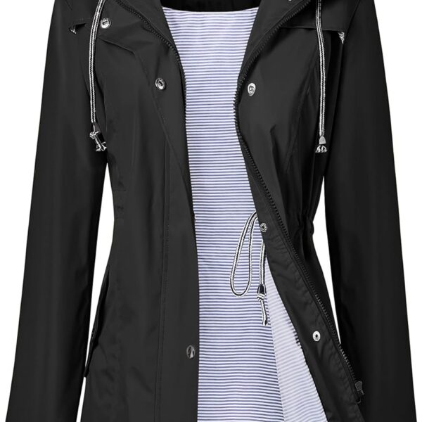 LOMON Raincoat Women Waterproof Long Hooded Trench Coats Lined Windbreaker Travel Jacket S-XXL