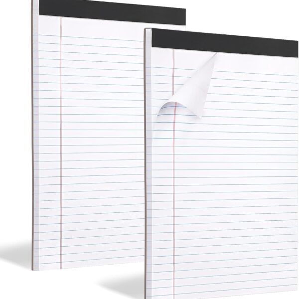 2 Pack Legal Pads Refills Note Pads, Writing Pads 8.5 x 11 Inches, Memo Pads Lined Writing Note Pads, Letter Size Legal Pad Wide Ruled Lined Pads Legal Rule for School Office30 Sheet per Pads