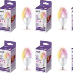 WiZ 40W B12 Candle Bulb Light, 6-Pack Smart Bulbs, Indoor E12 LED Color Changing Lights, Connects to Wi-Fi, Control with Voice, App, Activate by Motion, Matter Compatible