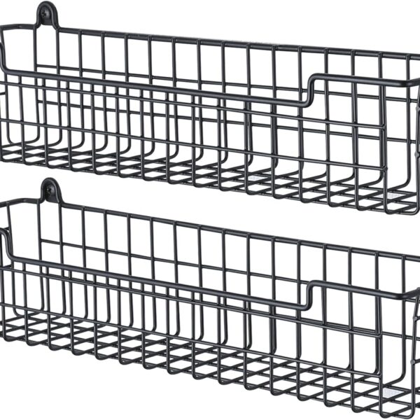 Spice Rack Organizer Wall Mount, Spice Organization Storage Shelf for Cabinet Door, 2 Packs Wall Spice Rack Saving Space for Kitchen, Black