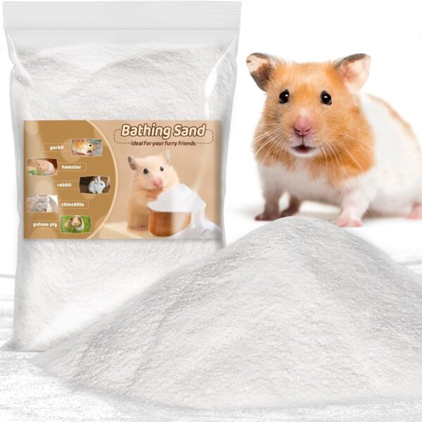 Sukh 14 OZ Hamster Sand Bath - Whit Fine Sand Hamster Bedding Reptile Silica Sand Gerbil Hideout for Hamster Chinchillas Gerbil Syrian Mice Small Animals Small Pets