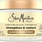 SheaMoisture Jamaican Black Castor Oil Leave In Conditioner 100% Pure Jamaican Black Castor Oil For Damaged Hair to Soften and Detangle Hair 11.5 oz