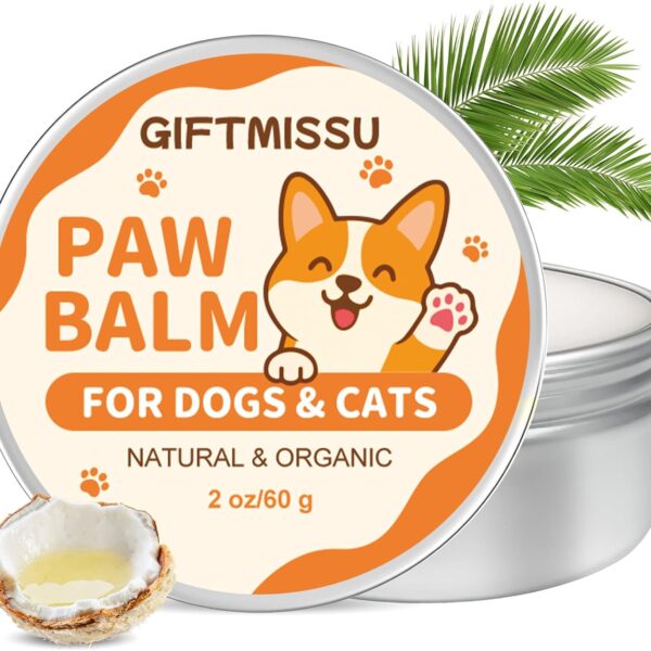 Dog Paw Balm for Dogs & Cats  Natural Paw Care with Avocado Butter & Plant Oils, Soother for Dry, Cracked Pads, Pet Paw Care Cream Dog Nose Balm, 2 oz