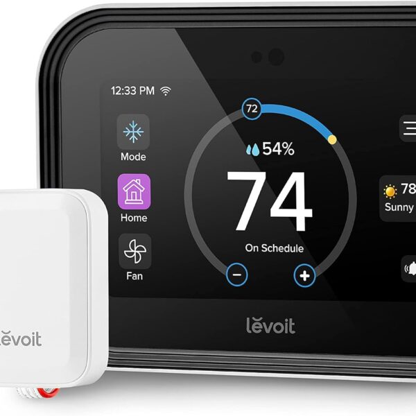 LEVOIT Smart Thermostat for Home, WiFi Programmable Digital Thermostat, Works with Alexa and Smart Sensor, Energy Saving, Large Touch Screen, C-Wire Adapter Included, DIY Install, Aura 400S, White