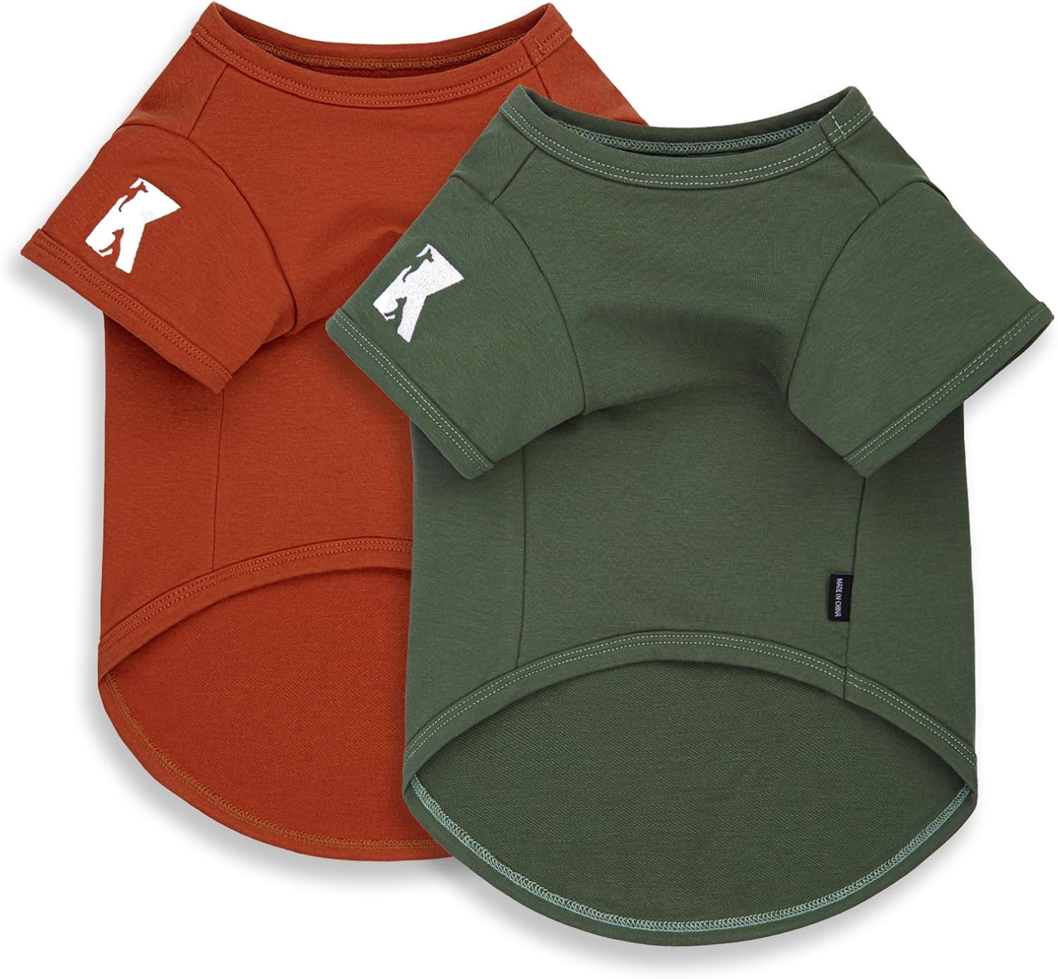 Koneseve Dog Shirt Soft Cotton Stretchy Clothes for Small Medium Pets 2-Pack Rust & Mist Green 2XL Koneseve Dog Shirt Soft Cotton Stretchy Clothes for Small Medium Pets 2-Pack Rust & Mist Green 2XL