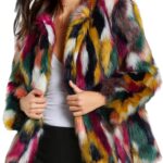 Gihuo Faux Fur Coat Women Winter Fur Fluffy Jacket Multicolor Furry Coat Jackets