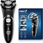 Men's Electric Shaver - MAX-T Corded and Cordless Rechargeable 3D Rotary Shaver Razor for Men with Pop-up Sideburn Trimmer Wet and Dry, IPX7 Waterproof, Plug & Play