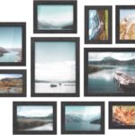 SONGMICS Picture Frames, 10 Pack Collage Picture Frames with Two 8x10, Four 5x7, Four 4x6, Photo Frame Set for Wall Gallery Decor, Hanging or Tabletop Display, Clear Glass Front, Black