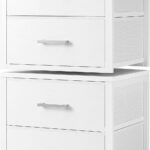 BOLUO Stackable Storage Drawers Closet Organizers and Storage Fabric White 2 Drawer Dresser for Bedroom 2 Packs Modern