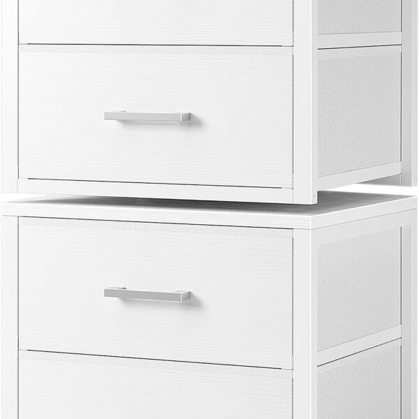 BOLUO Stackable Storage Drawers Closet Organizers and Storage Fabric White 2 Drawer Dresser for Bedroom 2 Packs Modern