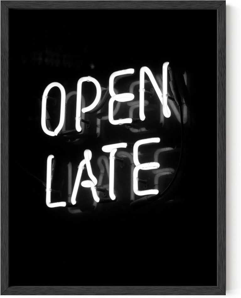 HAUS AND HUES Black Framed Wall Art Poster, 12x16 inches, Neon Sign, Grunge Room Decor for Guys, Bedroom, Kitchen, Living Room, Office
