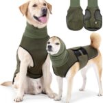 Dog Anxiety Relief Coat,Adjustable Dog Anxiety Vest Jacket for Fireworks,Thunderstorm,Travel,Separation,Anxiety Calming Vest Wrap for Small Medium Large Dog_M(Army Green)