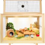 Large Hamster Cages - Wooden Hamster Mice and Rat Habitat with Ventilator Small Animal Cages for Rabbits, Guinea Pigs with Waterproof Bottom Plate