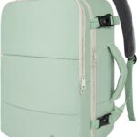 Taygeer Carry On Backpack, 35l Travel Backpack for Women Airline Approved, Cute Underseat Personal Item Travel Bag With Shoe Compartment, Casual Daypack Gifts for Friend Weekend, Green Beige
