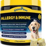 Dog Allergy Relief Chews, Itch Relief for Dogs, Colostrum, Probiotics for Dogs Support Immunity, Omega 3, Honey for Dry & Itchy Skin Relief, Seasonal Allergy, Pawlicking, Hot Spot Treatment, 120 Bites