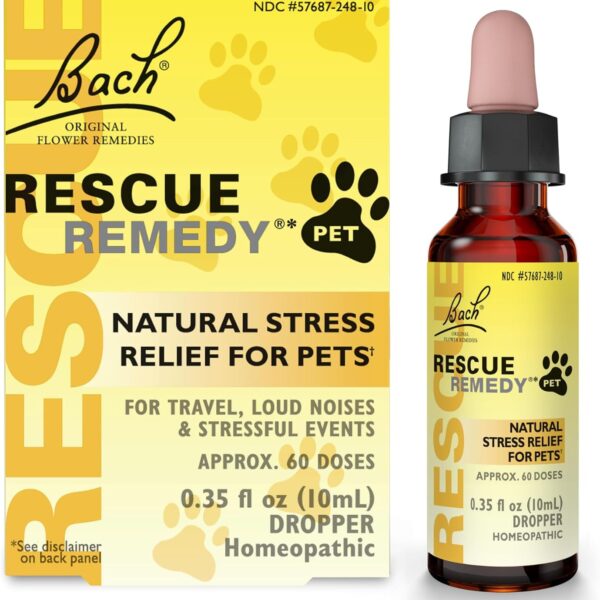 Rescue Remedy Pet Dropper - 10mL - Stress & Tension Support for Dogs & Cats with Bach Natural Flower Essences - Sedative-Free, Homeopathic Liquid Formula - For All Breeds, Ages & Weights