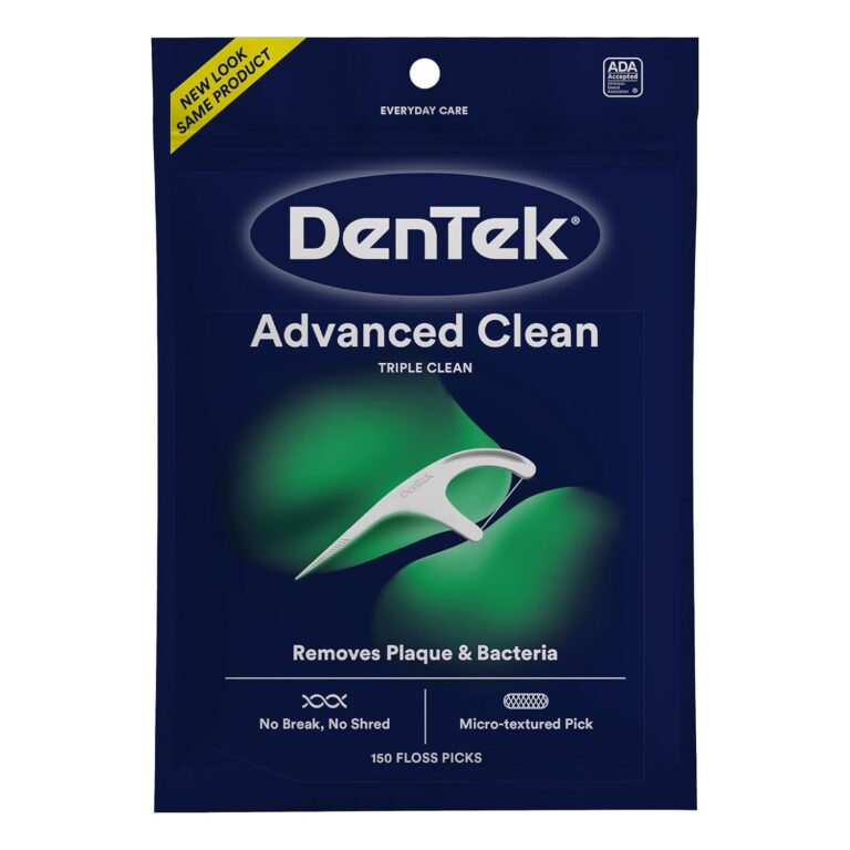 DenTek Advanced Clean Floss Picks with No Break & No Shred Dental Floss, Plaque Remover, 150 Count