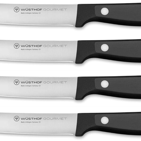 WSTHOF Gourmet 4-Piece Steak Knife Set, Black