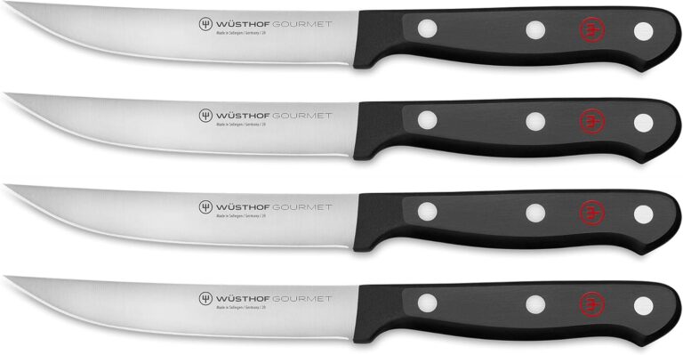 WSTHOF Gourmet 4-Piece Steak Knife Set, Black