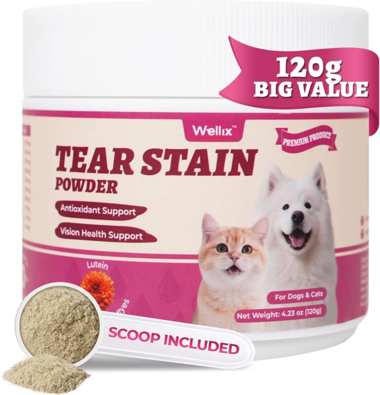 Wellix 4oz Tear Stain Remover for Dogs&Cats - Dog&Cat Eye Infection Treatment with Cranberry, Olive Leaf Extract, Marshmallow Root - Chicken Flavor Eye Stain Remover Powder for Puppy,Kitten