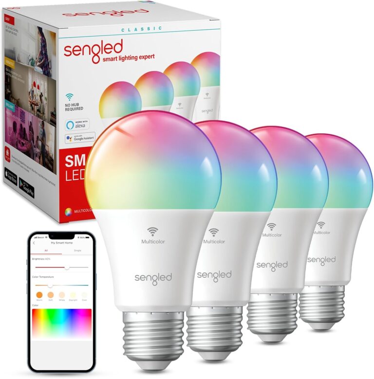 Sengled WiFi Color Changing Light Bulb, Alexa Smart Light Bulbs that Compatible with Alexa & Google Assistant, A19 RGB No Hub Required, 75 W Equivalent 800LM CRI>90, Set of 4