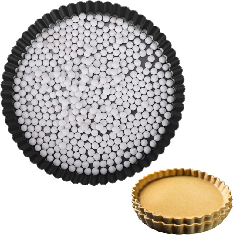 9in Tart Pan and 1.1lb Ceramic Pie Weights Set, 1.1in Depth Non-Stick Quiche Pan, Removable Bottom Carbon Steel Pie Pan, Round Pizza Pan for Pies, Tarts and Quiches